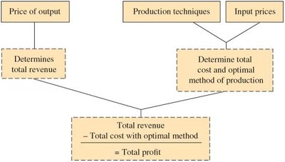 Diagram showing how price, technology, and input prices determine profit