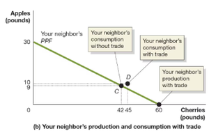 Your neighbor's production and consumption with trade