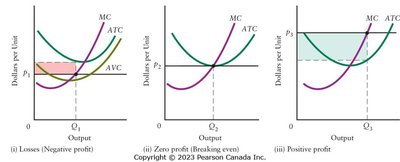 Alternative short-run profits of a competitive firm