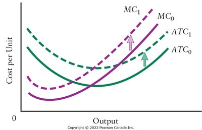 Shifts in cost curves due to input price changes