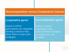 Table comparing cooperative and noncooperative games