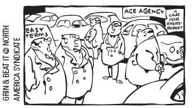 Cartoon illustrating zero-profit equilibrium