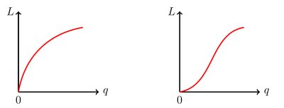 Various total product curves for labor input