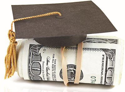 Graduation cap on money