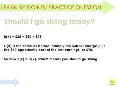 Skiing decision with new calculation slide