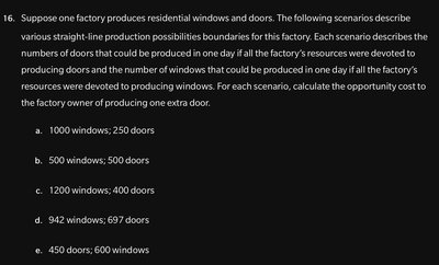 Production possibilities question