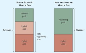 Comparison of economist and accountant views of firm profit