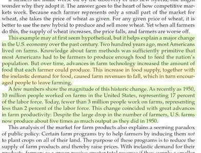 Textbook excerpt on farm productivity and elasticity