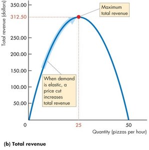 Maximum total revenue at unit elasticity