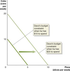 Effect of income change on budget constraint