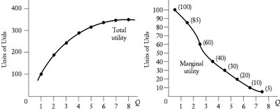 Total and marginal utility curves for avocados