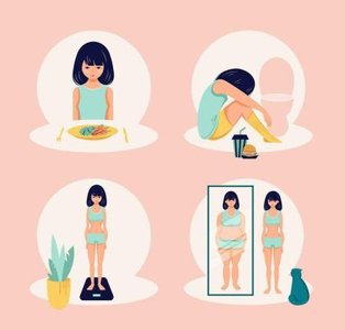 Illustration of eating disorder warning signs and behaviors