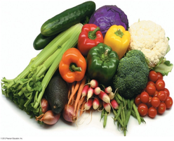 Variety of colorful fruits and vegetables