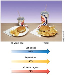 Comparison of portion sizes and calorie content over time
