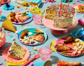 Party table with various foods