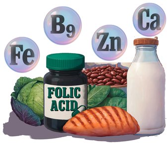 Micronutrients important in pregnancy: folic acid, iron, zinc, calcium