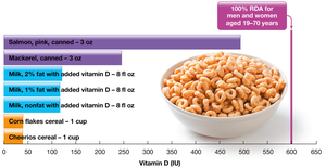 Vitamin D-rich foods and RDA comparison