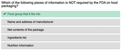 True/False allergen labeling question