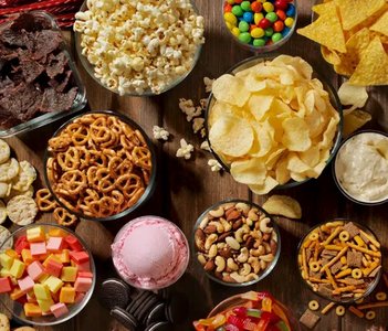 Assorted ultra-processed snack foods