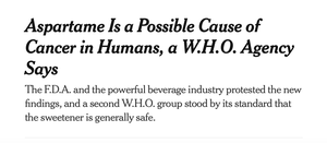 Aspartame and cancer risk headline
