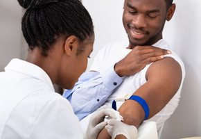 Blood test being performed on a patient