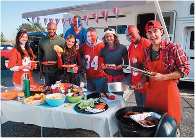 Group eating at a social event