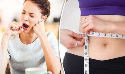 Person measuring waist, sleep and weight gain
