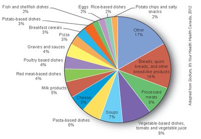 Flowchart showing effects of high sodium intake on blood pressure and salt sensitivity