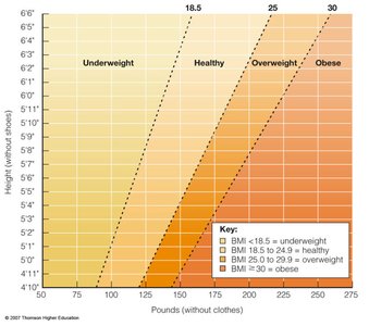 BMI chart by height and weight