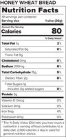 Nutrition Facts for Honey Wheat Bread