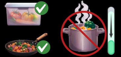 Preserving vitamins in food preparation