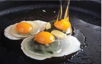 Eggs cooking as an example of protein denaturation
