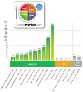 Vitamin K content in food groups