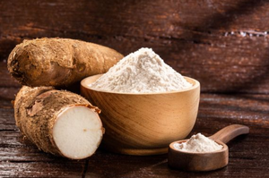 Cassava root and flour, staple foods in Central and West Africa