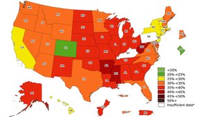 Obesity rates by state, 2023