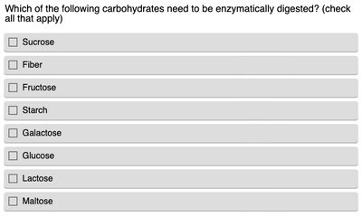 Carbohydrates needing enzymatic digestion answer key