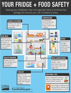 Infographic of fridge organization for food safety