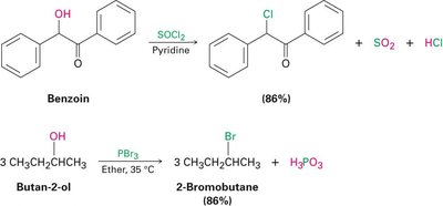 Conversion of alcohols to alkyl halides using SOCl2 and PBr3