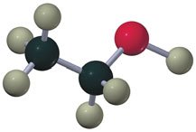Ball-and-stick model of propyl alcohol