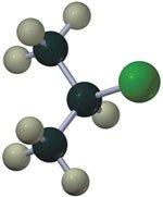 Ball-and-stick model of a secondary alkyl halide