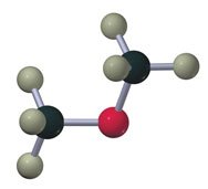 Ball-and-stick model of ethyl methyl ether