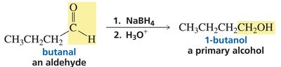 NaBH4 reduction of butanal