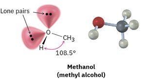 Lone pairs on oxygen in methanol