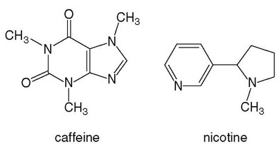 Structures of caffeine and nicotine