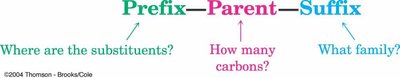 Prefix-Parent-Suffix structure of IUPAC names