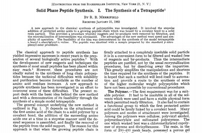 Original publication on solid phase peptide synthesis