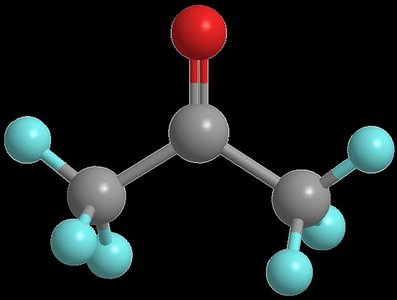 Ball-and-stick model of acetone (propanone)