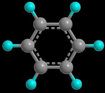 Benzene ring structure with alternating bonds