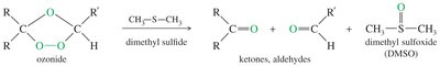 Reduction of ozonide to carbonyl compounds