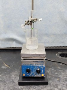 Test tube in ice/water bath on hot/stir plate